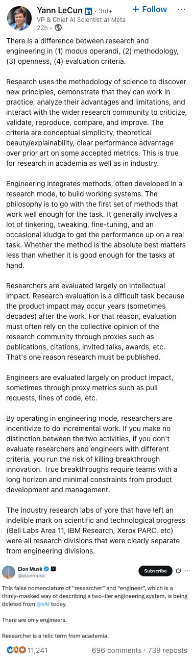 马斯克删除xAI「研究员」职位引爆网络！LeCun怒批：如此暴力将扼杀创新(图7)